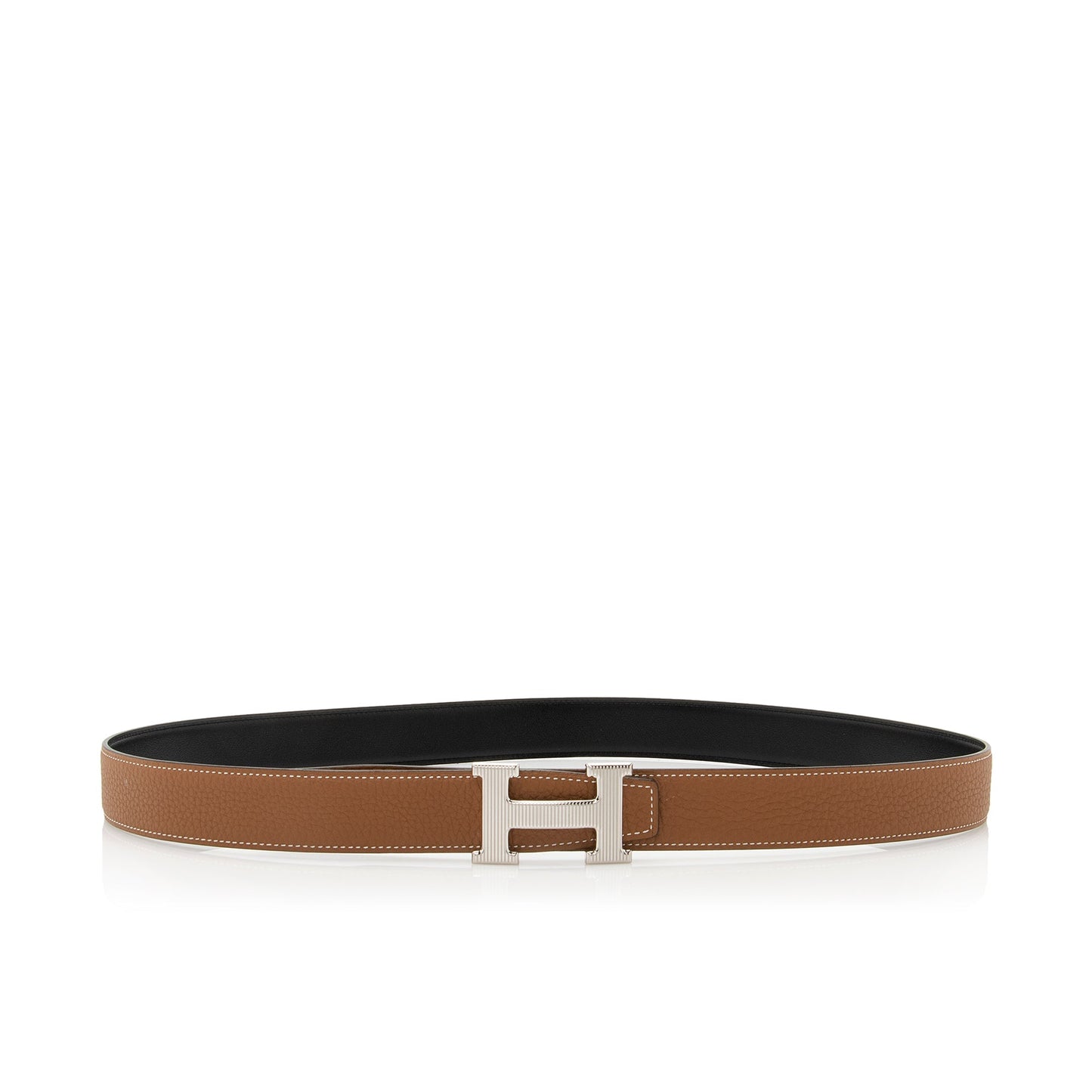 Hermes Box Togo Calfskin H Striee Reversible Belt - Size 42 / 100 (SHF-22294)