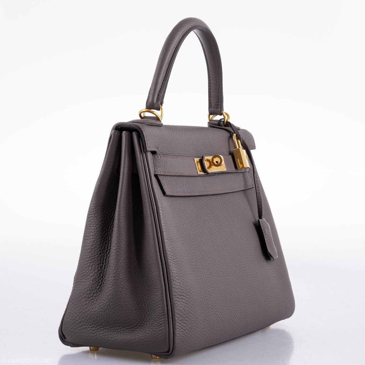 Hermes Kelly 28 Retourne Etain Togo Leather Gold Hardware