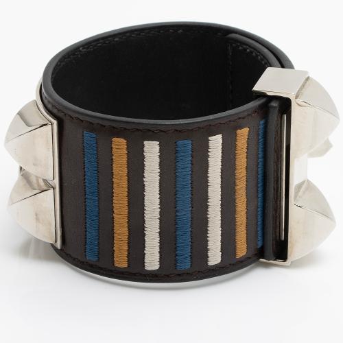 Hermes Swift Calfskin Embroidered Collier de Chien Bracelet (SHF-AqnYOp)