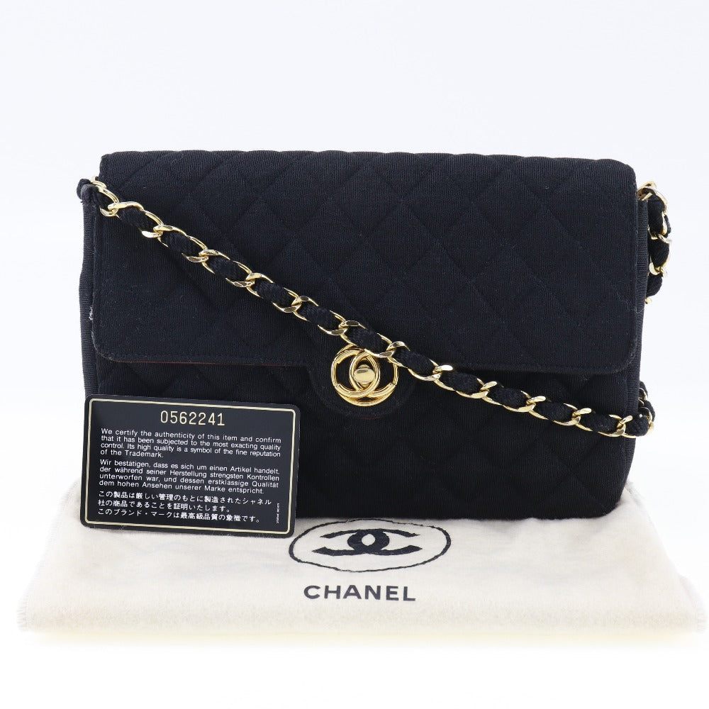 CHANEL Shoulder Bag cotton black ChainShoulder Women Used