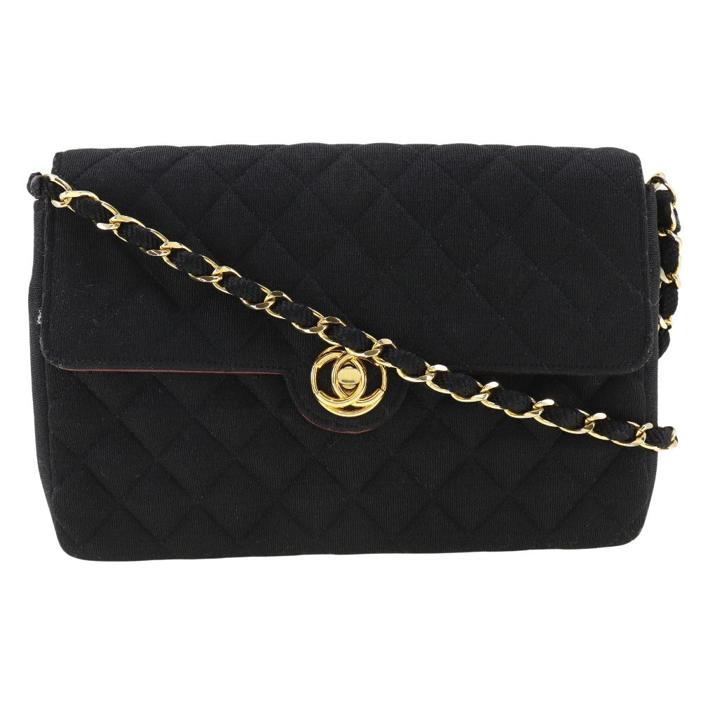CHANEL Shoulder Bag cotton black ChainShoulder Women Used