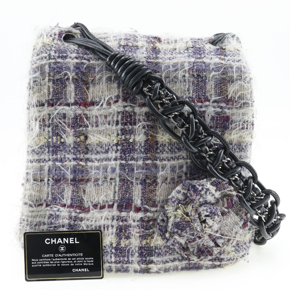 CHANEL Shoulder Bag tweed purple Women Used
