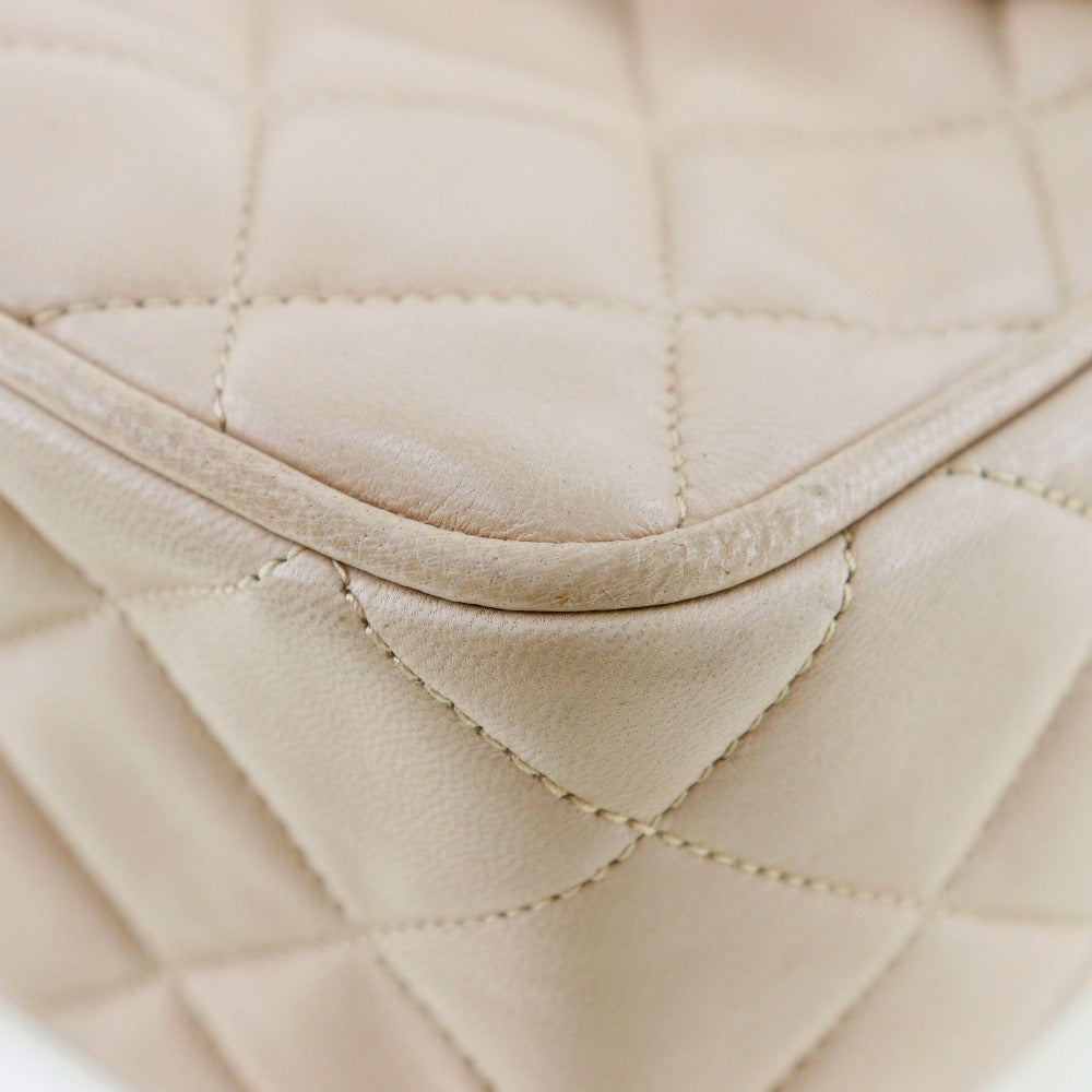 CHANEL Shoulder Bag lambskin beige Matrasse ChainShoulder
