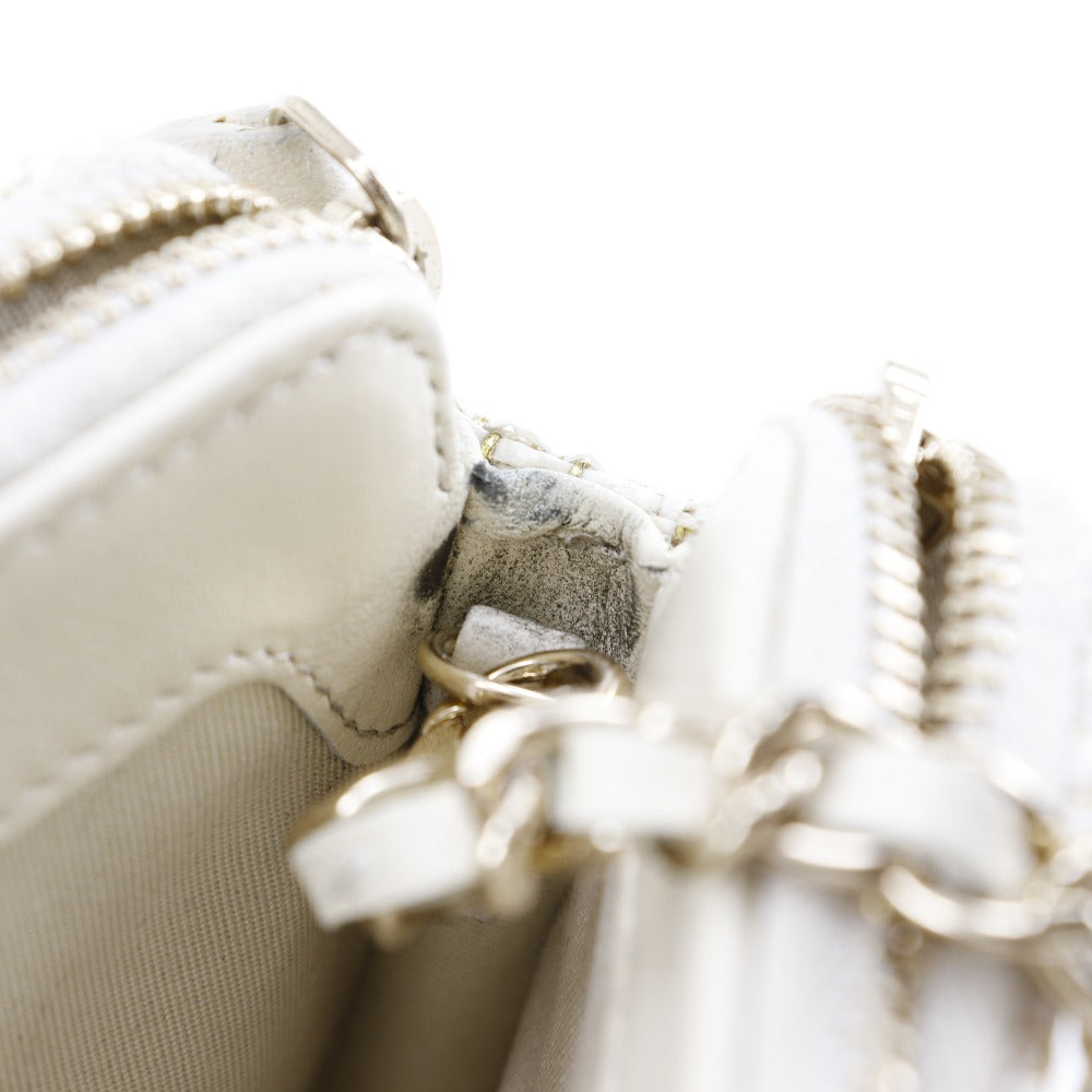 CHANEL Shoulder Bag A84415 tweed White 2-way clutch Deauville ChainShoulder