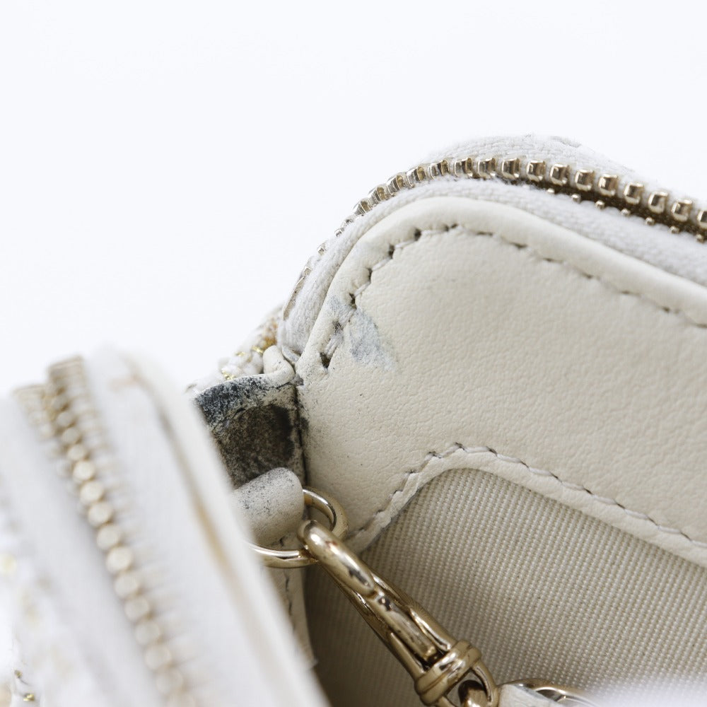 CHANEL Shoulder Bag A84415 tweed White 2-way clutch Deauville ChainShoulder