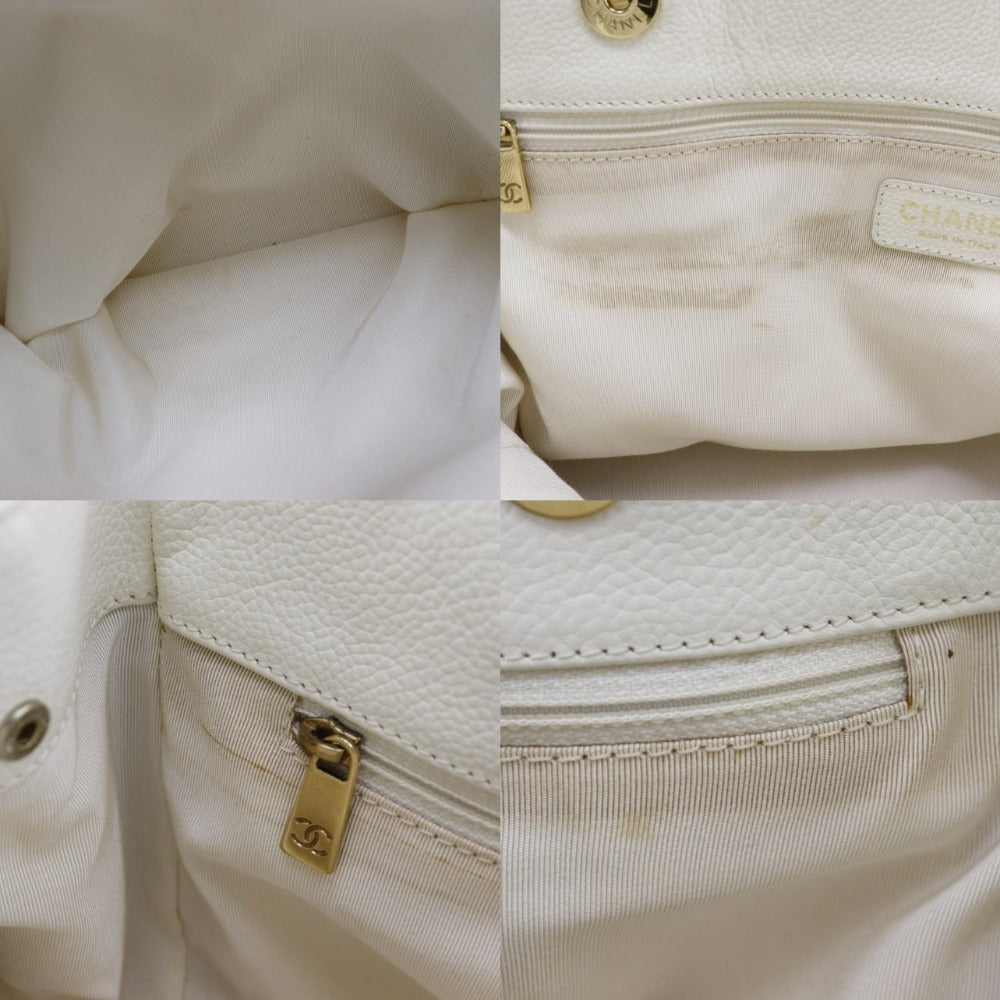 CHANEL Tote Bag A15206 Caviar skin White 2WAYShoulder Executive tote