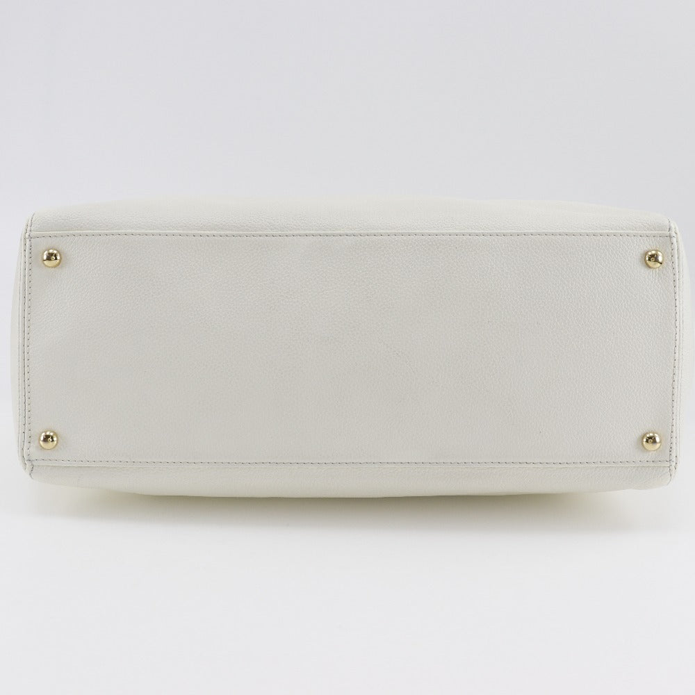 CHANEL Tote Bag A15206 Caviar skin White 2WAYShoulder Executive tote