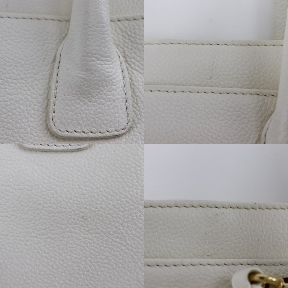 CHANEL Tote Bag A15206 Caviar skin White 2WAYShoulder Executive tote