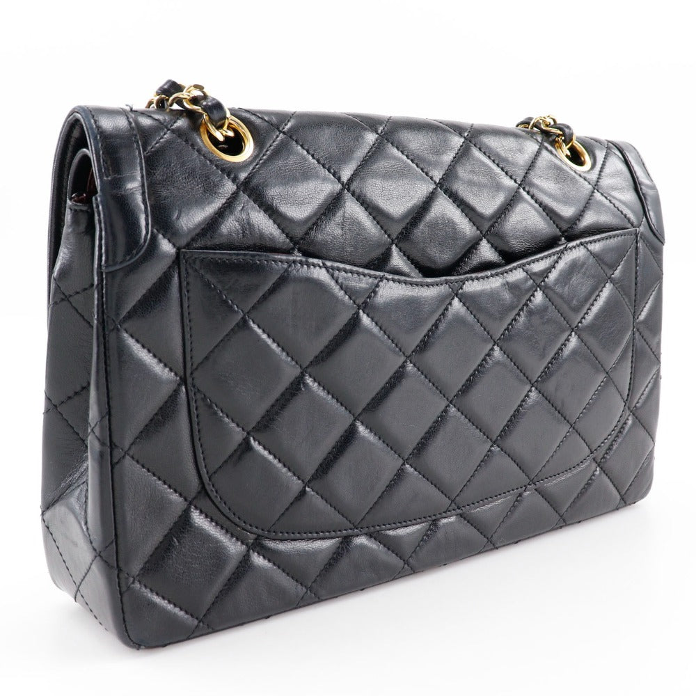 CHANEL Shoulder Bag lambskin black Paris limited Matrasse ChainShoulder