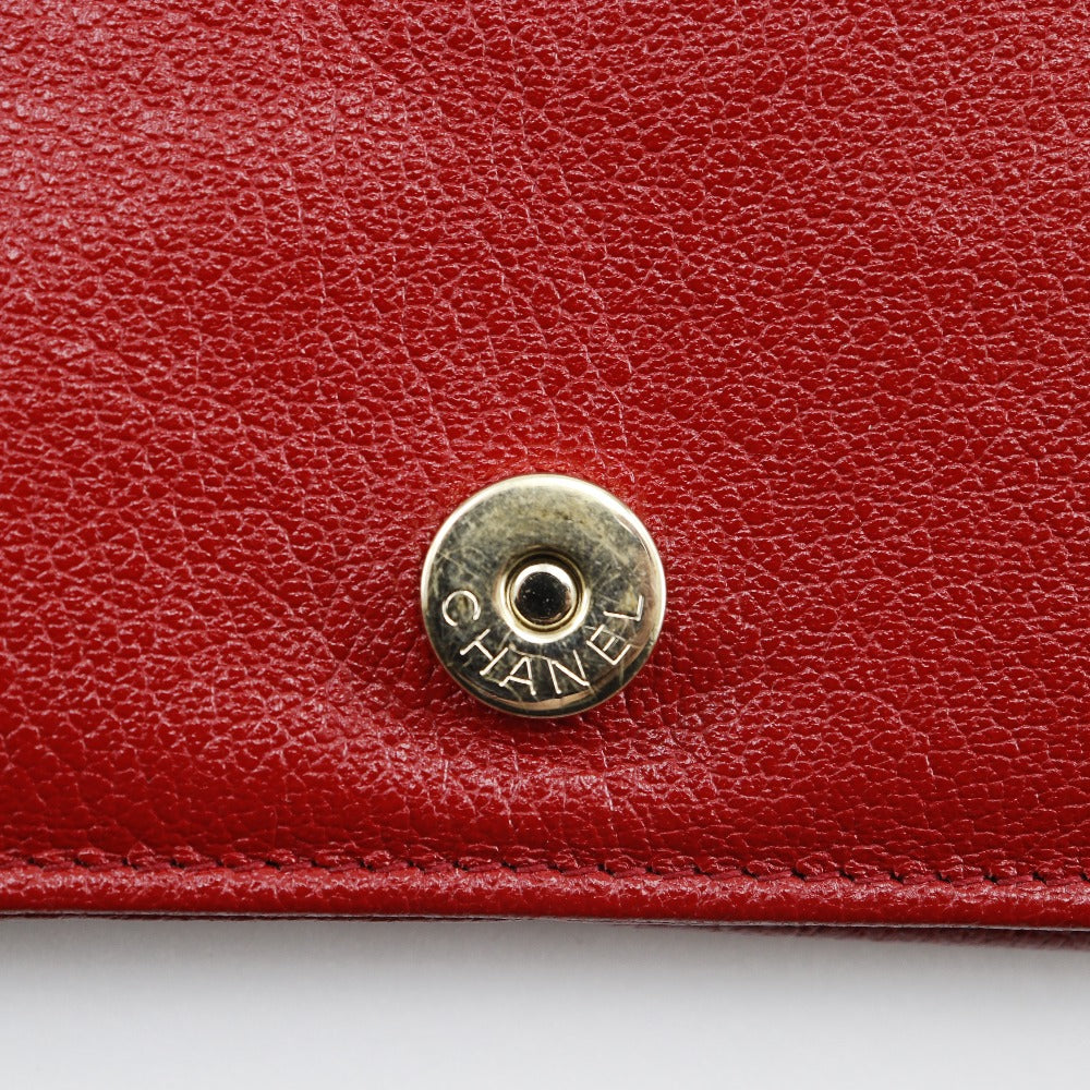 CHANEL Shoulder Bag Calfskin Red Matrasse Studs