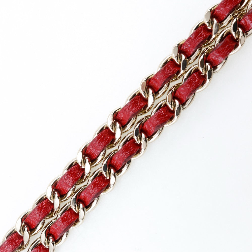 CHANEL Shoulder Bag Calfskin Red Matrasse Studs