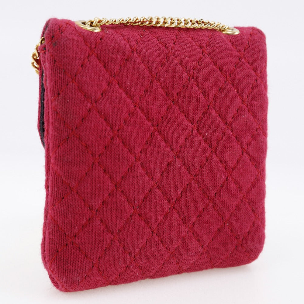 CHANEL Shoulder Bag cotton pink micro Chain pouch