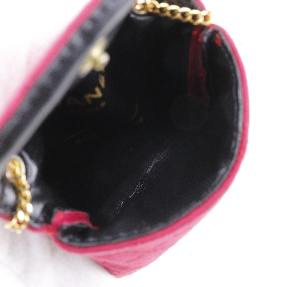 CHANEL Shoulder Bag cotton pink micro Chain pouch
