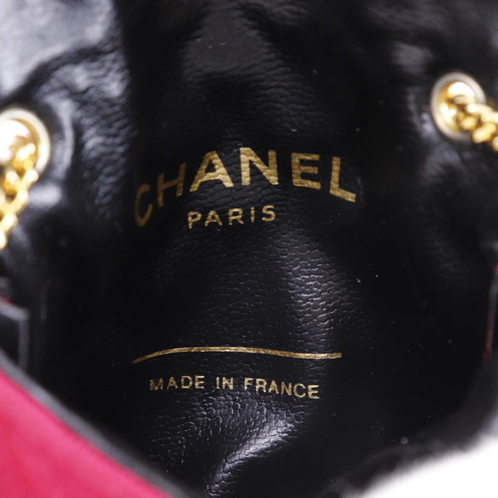 CHANEL Shoulder Bag cotton pink micro Chain pouch