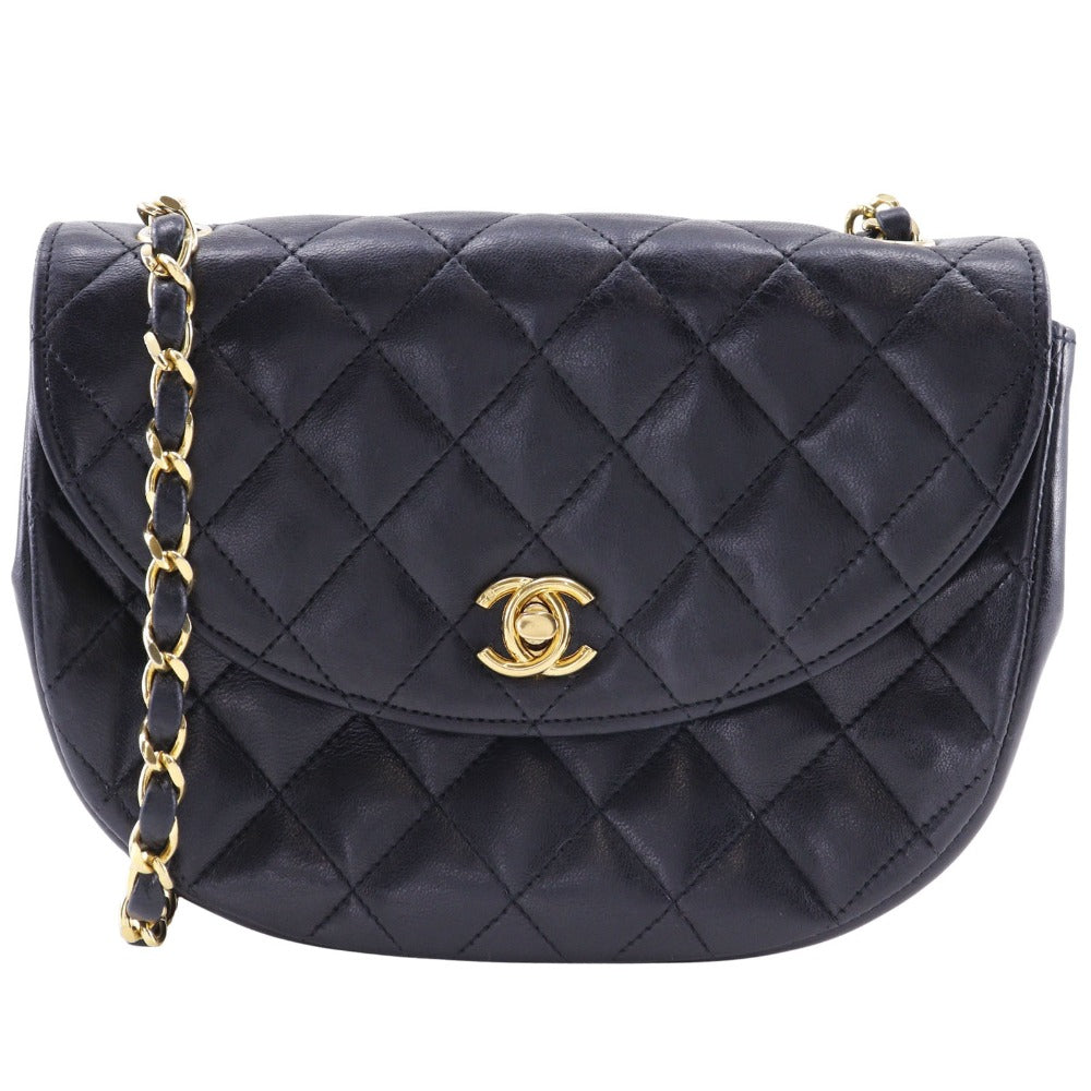 CHANEL Shoulder Bag Calfskin black Matrasse ChainShoulder