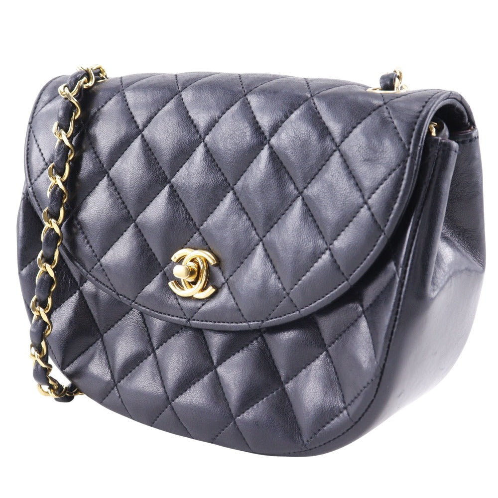 CHANEL Shoulder Bag Calfskin black Matrasse ChainShoulder