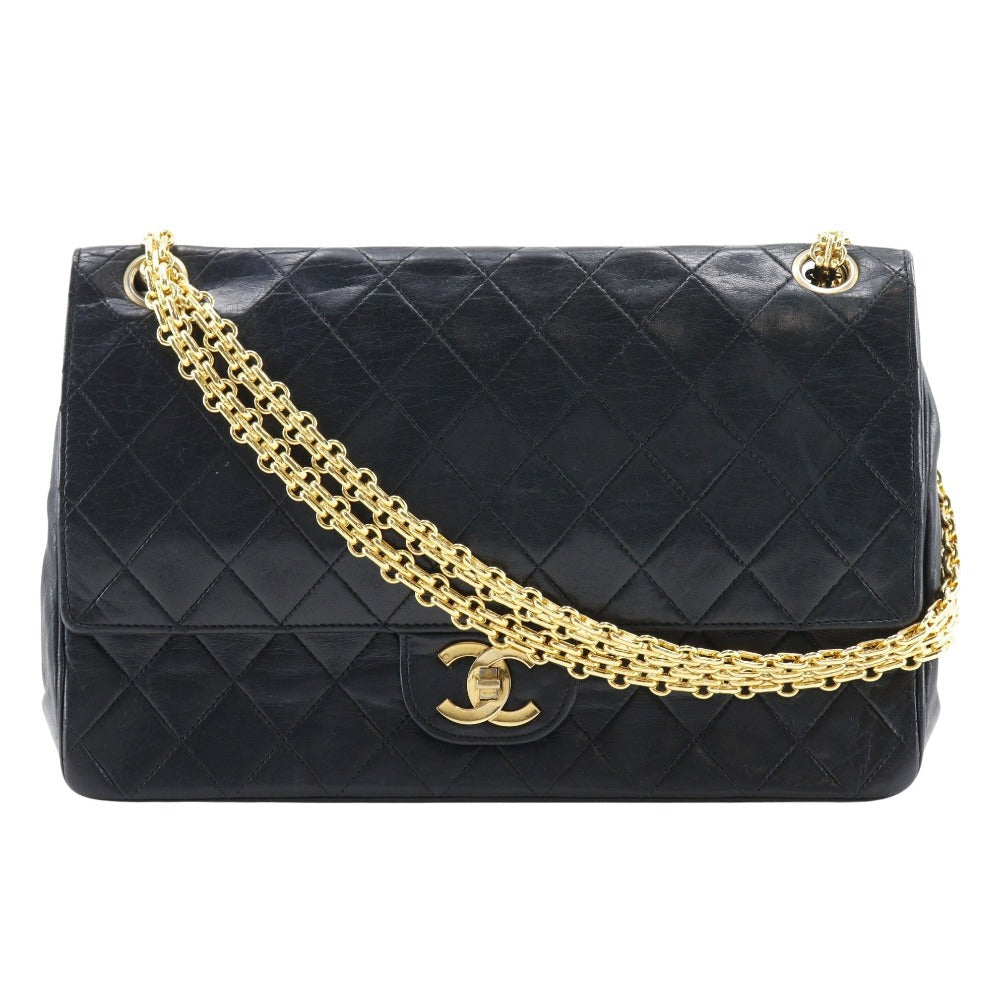 CHANEL Shoulder Bag Calfskin black Matrasse ChainShoulder