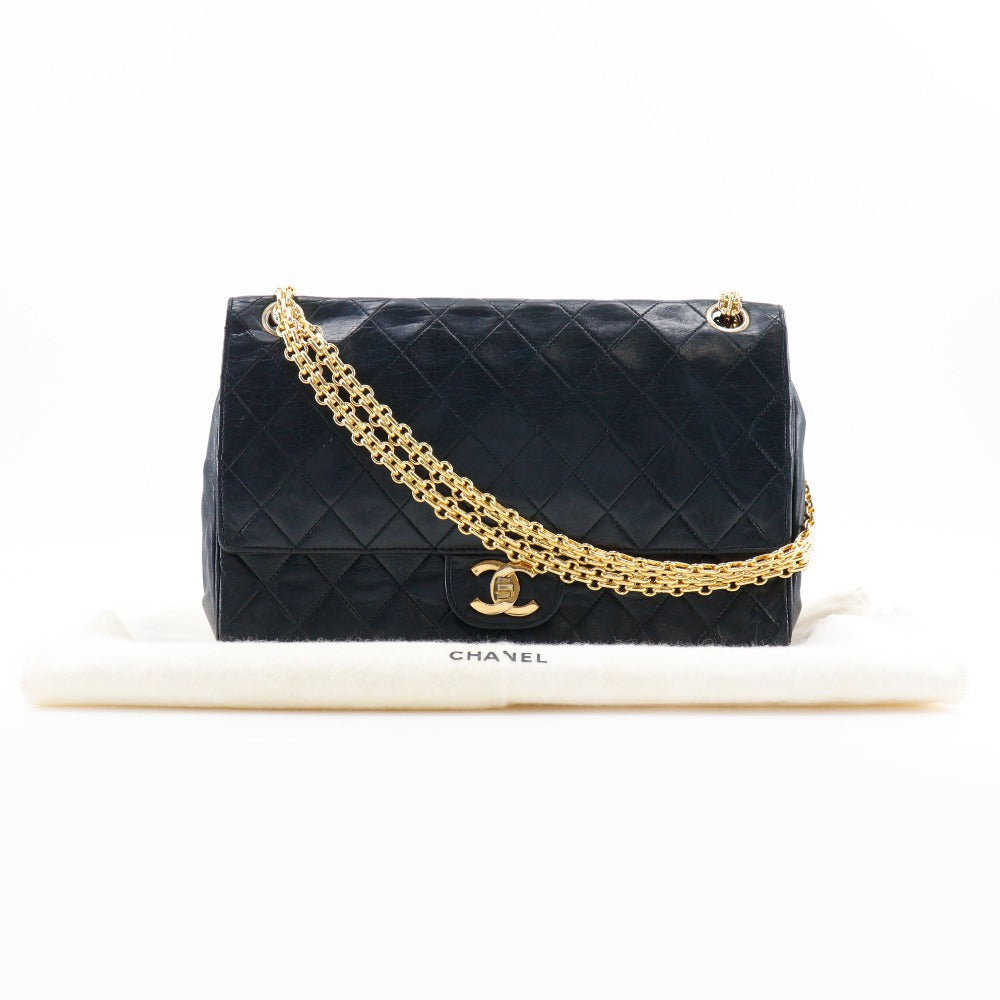 CHANEL Shoulder Bag Calfskin black Matrasse ChainShoulder