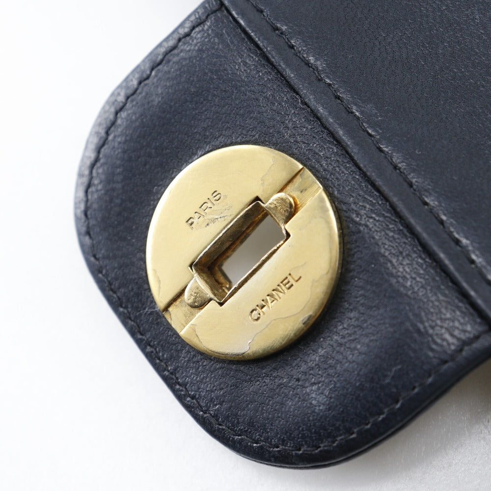 CHANEL Shoulder Bag Calfskin black Matrasse ChainShoulder