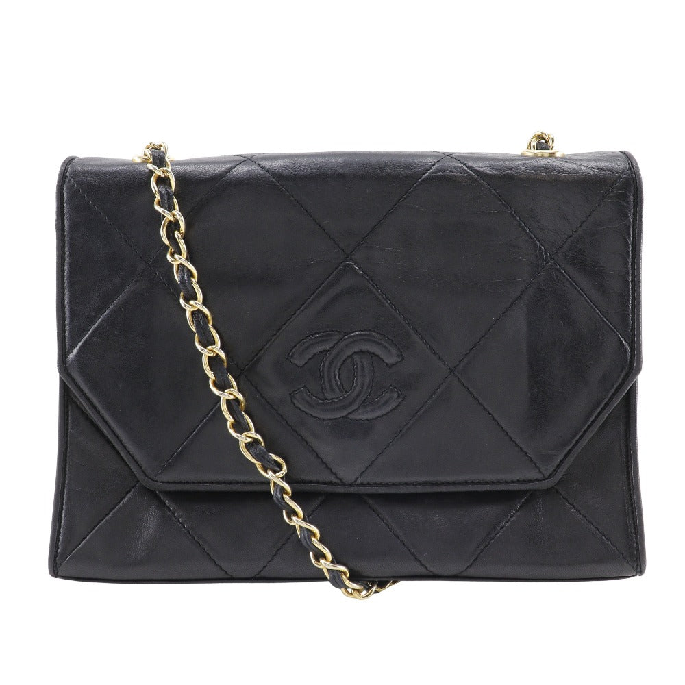 CHANEL Shoulder Bag lambskin black Matrasse ChainShoulder