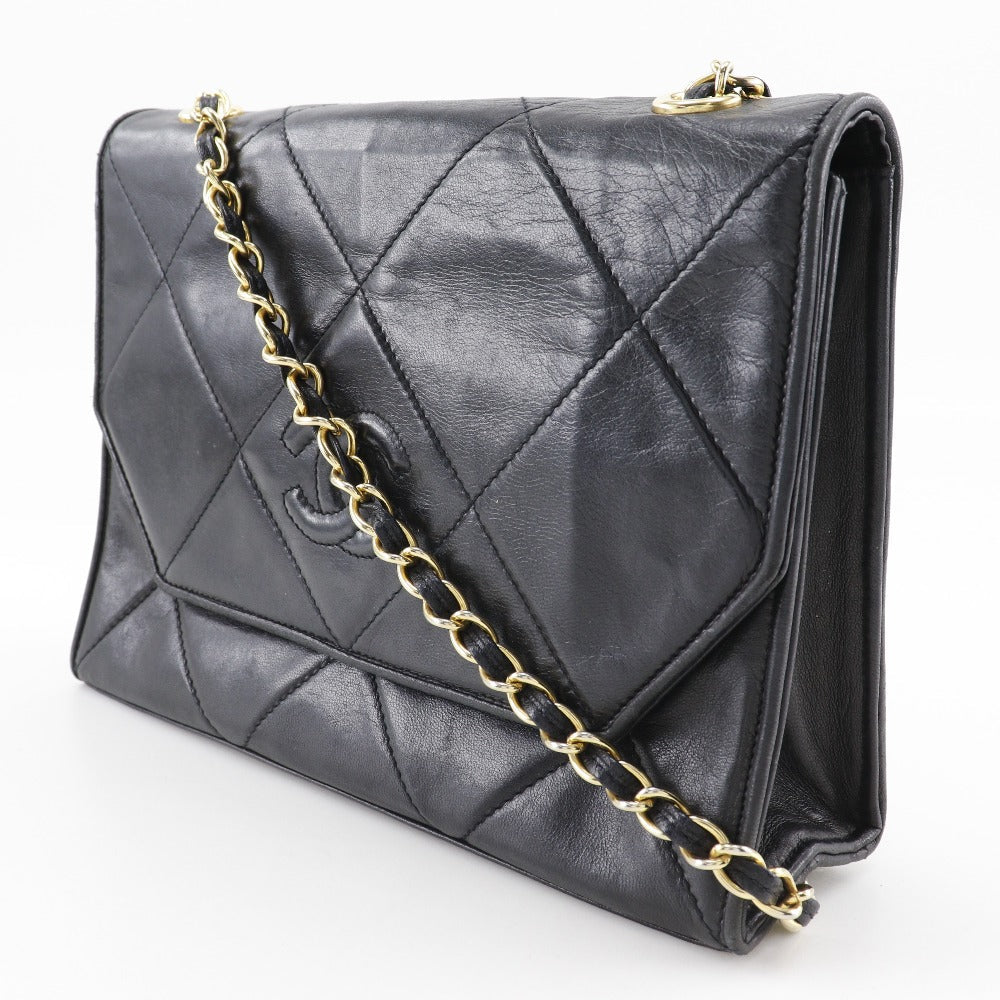 CHANEL Shoulder Bag lambskin black Matrasse ChainShoulder