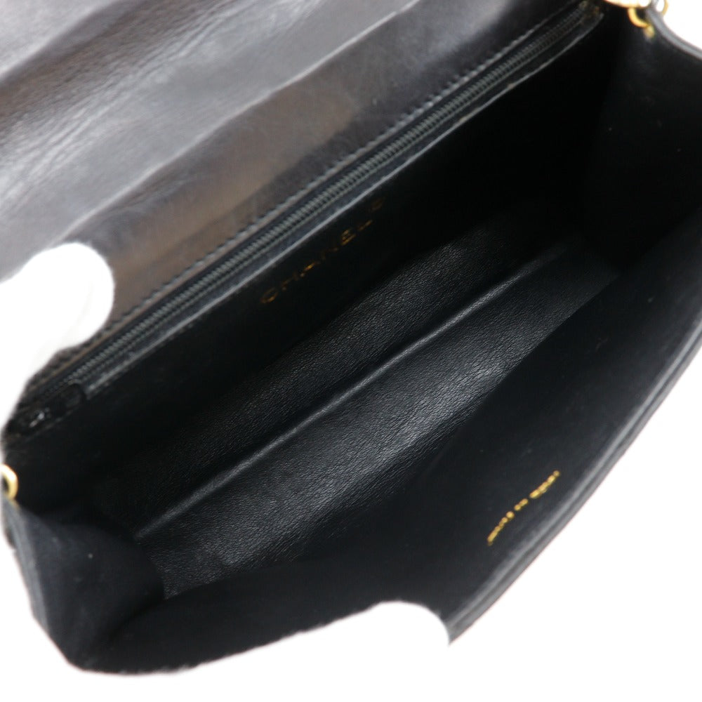 CHANEL Shoulder Bag lambskin black Matrasse ChainShoulder