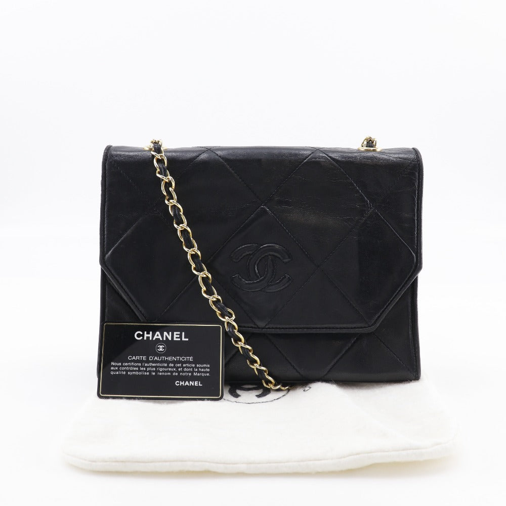 CHANEL Shoulder Bag lambskin black Matrasse ChainShoulder