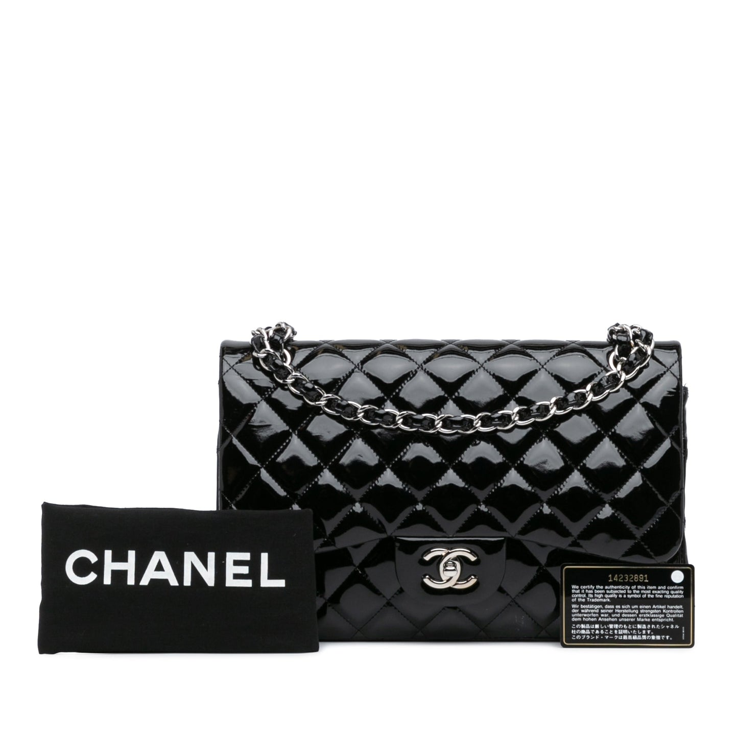 Black Chanel Jumbo Classic Patent Double Flap Shoulder Bag