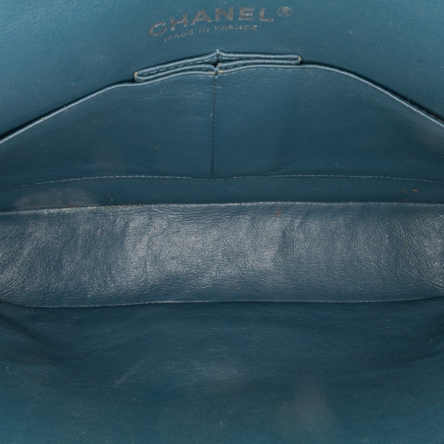 Blue Chanel Medium Classic Chevron Caviar Double Flap Shoulder Bag