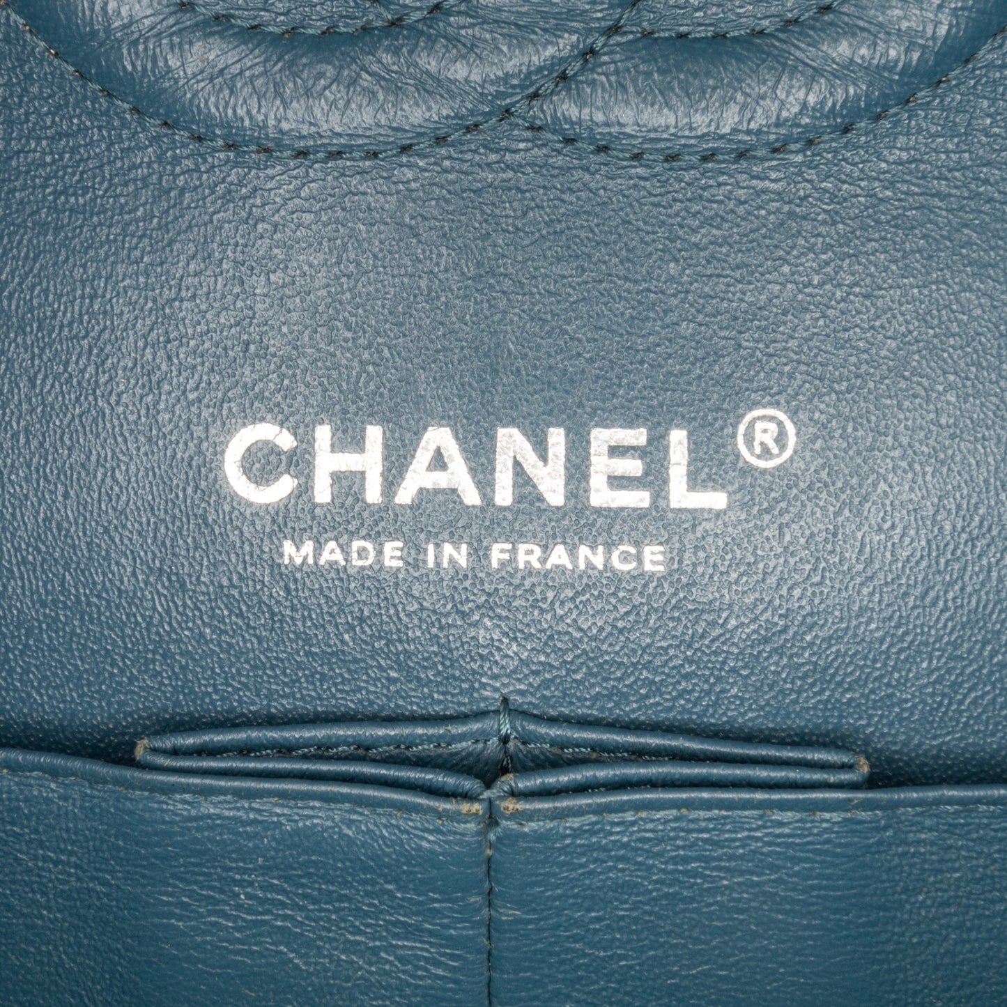 Blue Chanel Medium Classic Chevron Caviar Double Flap Shoulder Bag