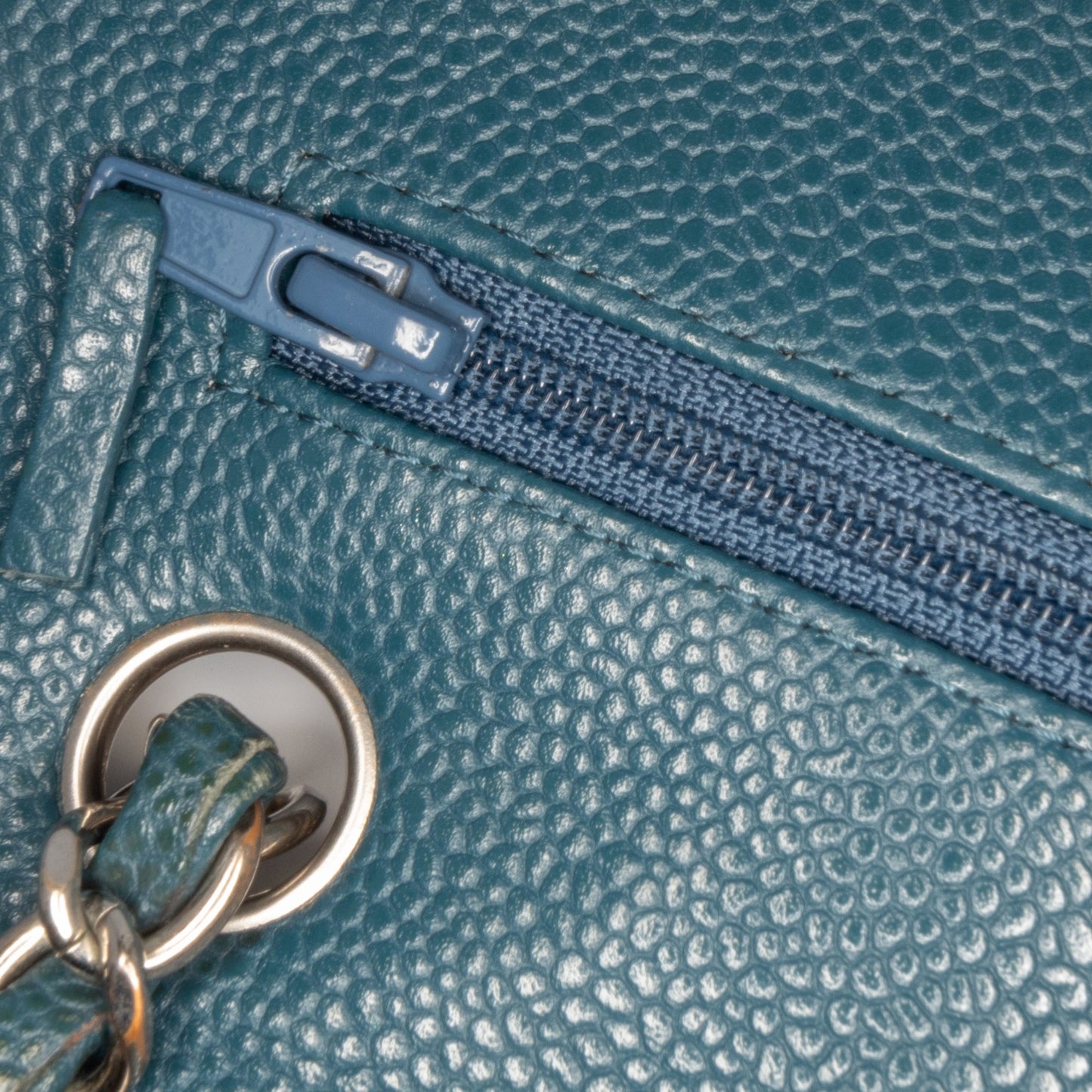 Blue Chanel Medium Classic Chevron Caviar Double Flap Shoulder Bag
