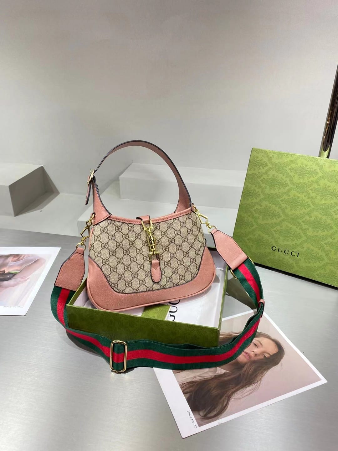 Gucci Canvas Jackie (Crossbody Shoulder) Handbag