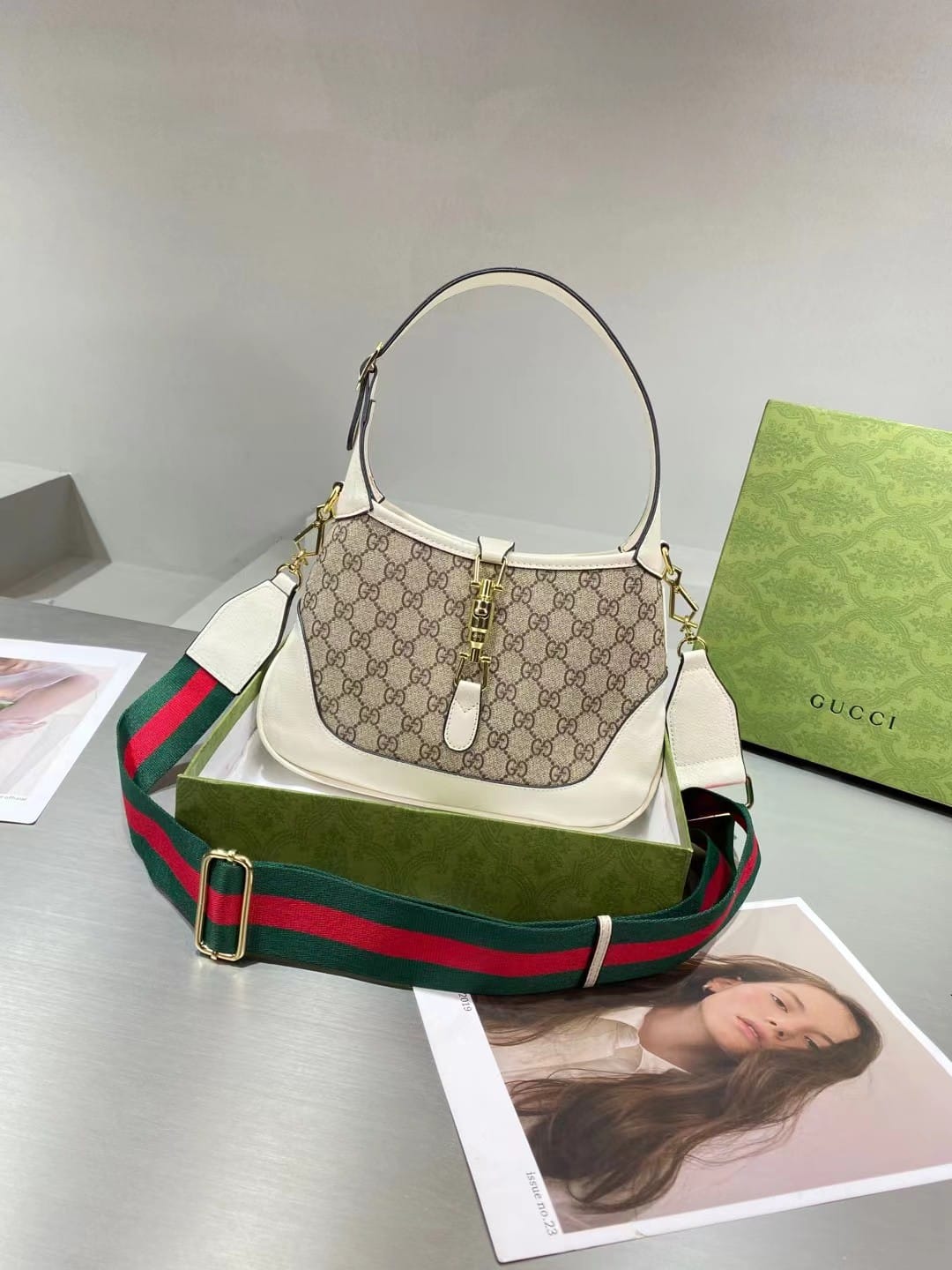 Gucci Canvas Jackie (Crossbody Shoulder) Handbag