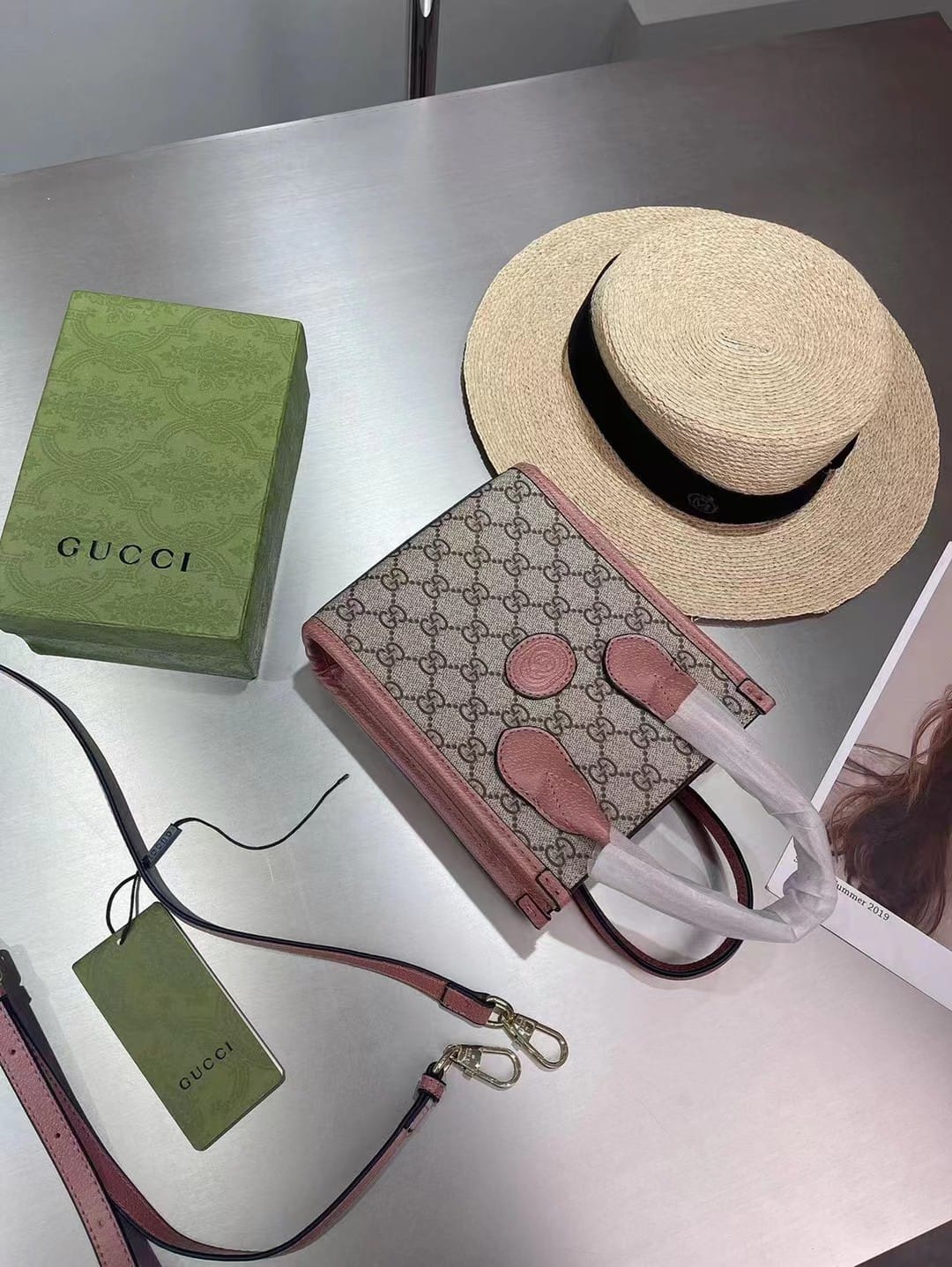Gucci Canvas Tote Shopper Interlock (Crossbody Shoulder) Handbag