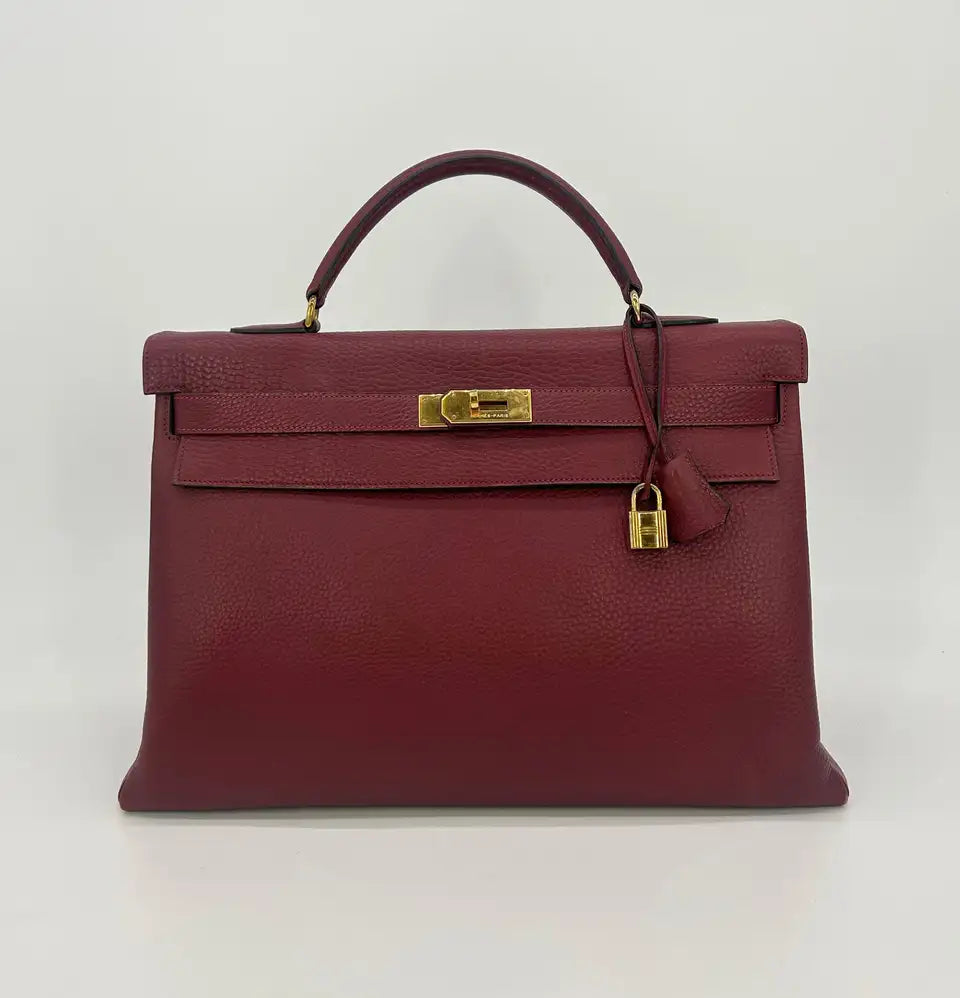 Hermes Rouge Clemence Leather Kelly 40
