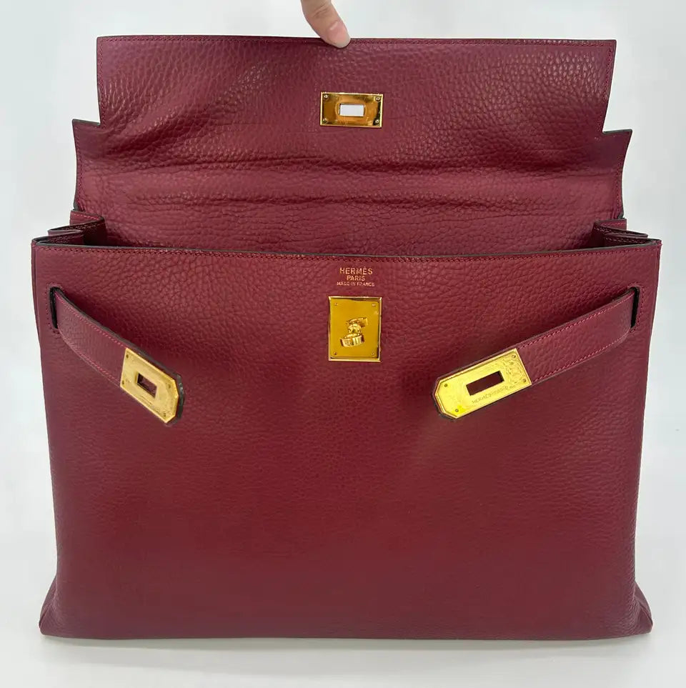Hermes Rouge Clemence Leather Kelly 40