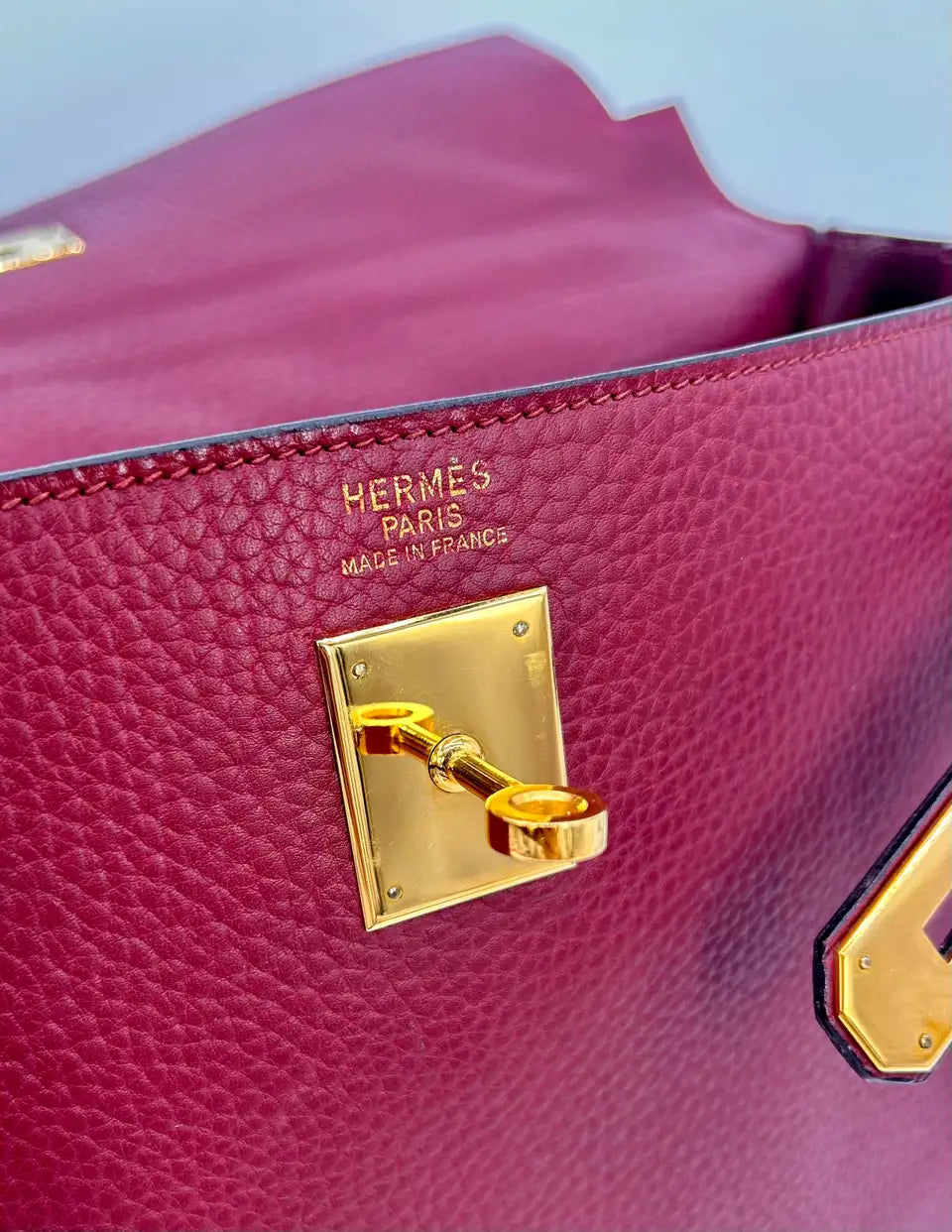 Hermes Rouge Clemence Leather Kelly 40