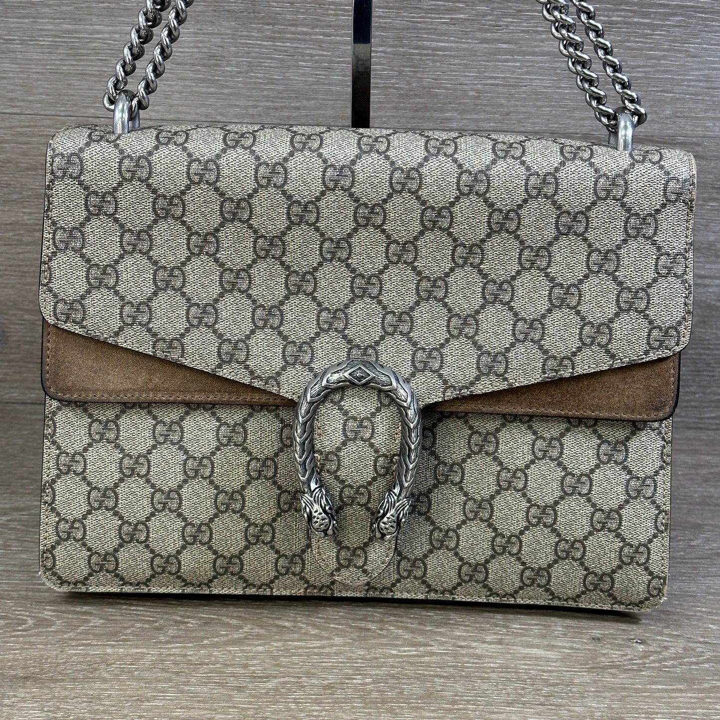 Gucci GG Supreme Monogram Medium Dionysus Shoulder Bag Taupe