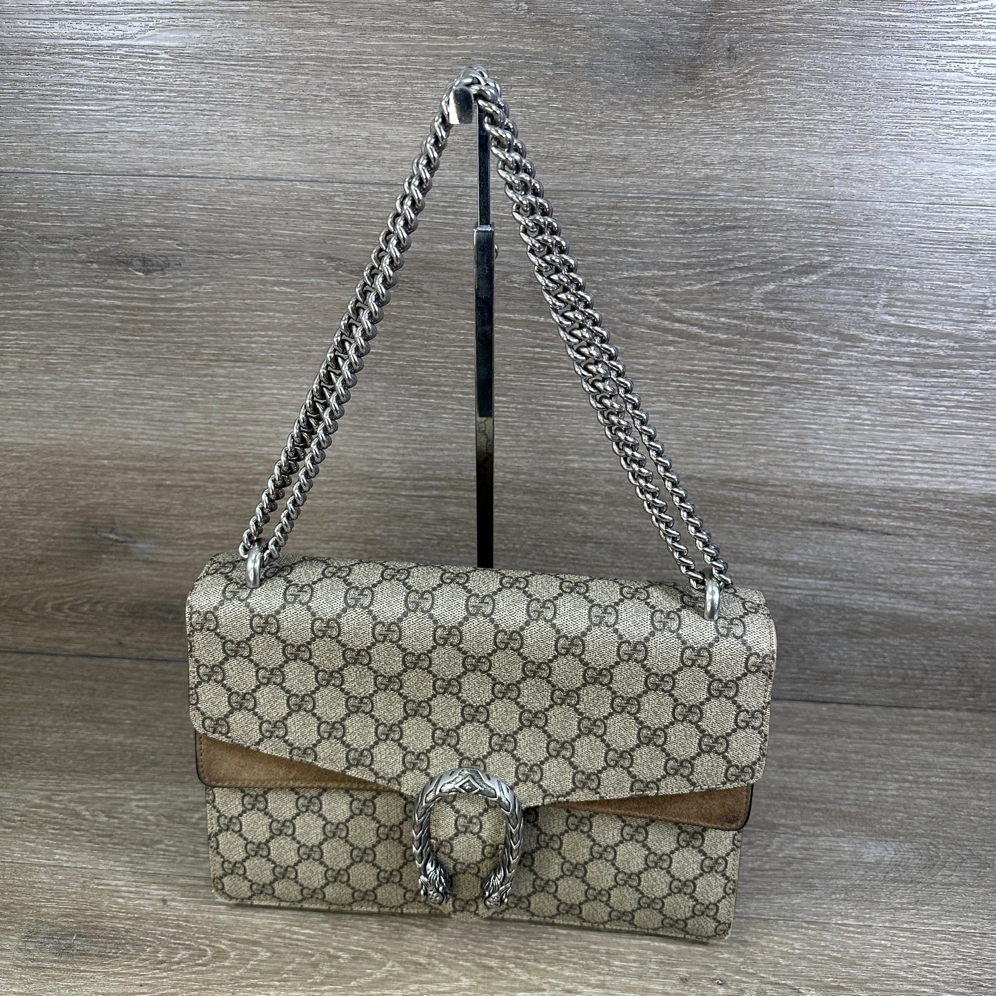 Gucci GG Supreme Monogram Medium Dionysus Shoulder Bag Taupe
