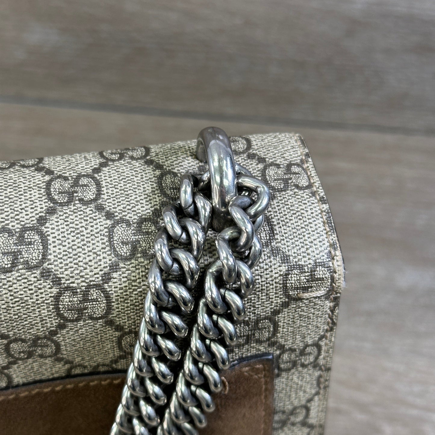 Gucci GG Supreme Monogram Medium Dionysus Shoulder Bag Taupe