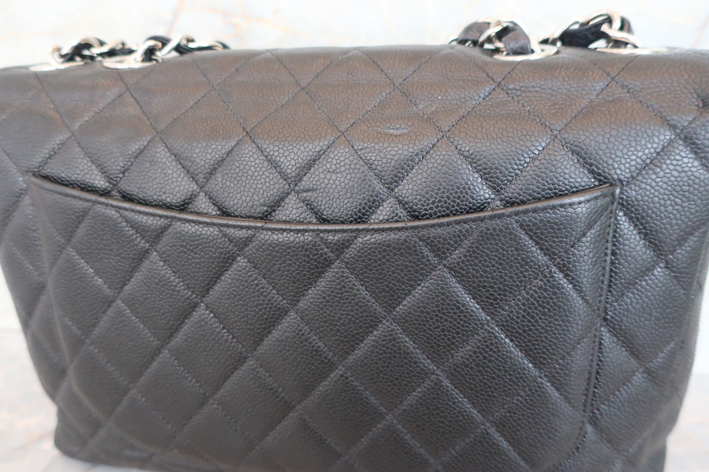 CHANEL/シャネル 中マトラッセシングルフラップチェーンショルダーバッグ キャビアスキン ブラック/シルバー金具 ショルダーバッグ 700070267