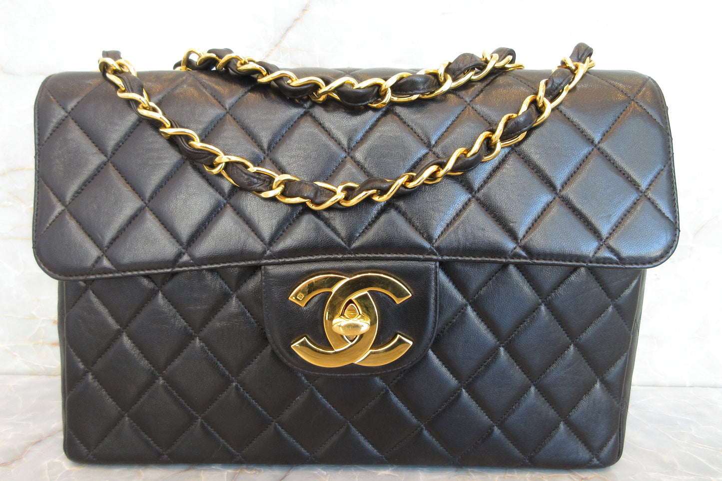 CHANEL/シャネル 中マトラッセシングルフラップチェーンショルダーバッグ ラムスキン ブラック/ゴールド金具 ショルダーバッグ 700070161