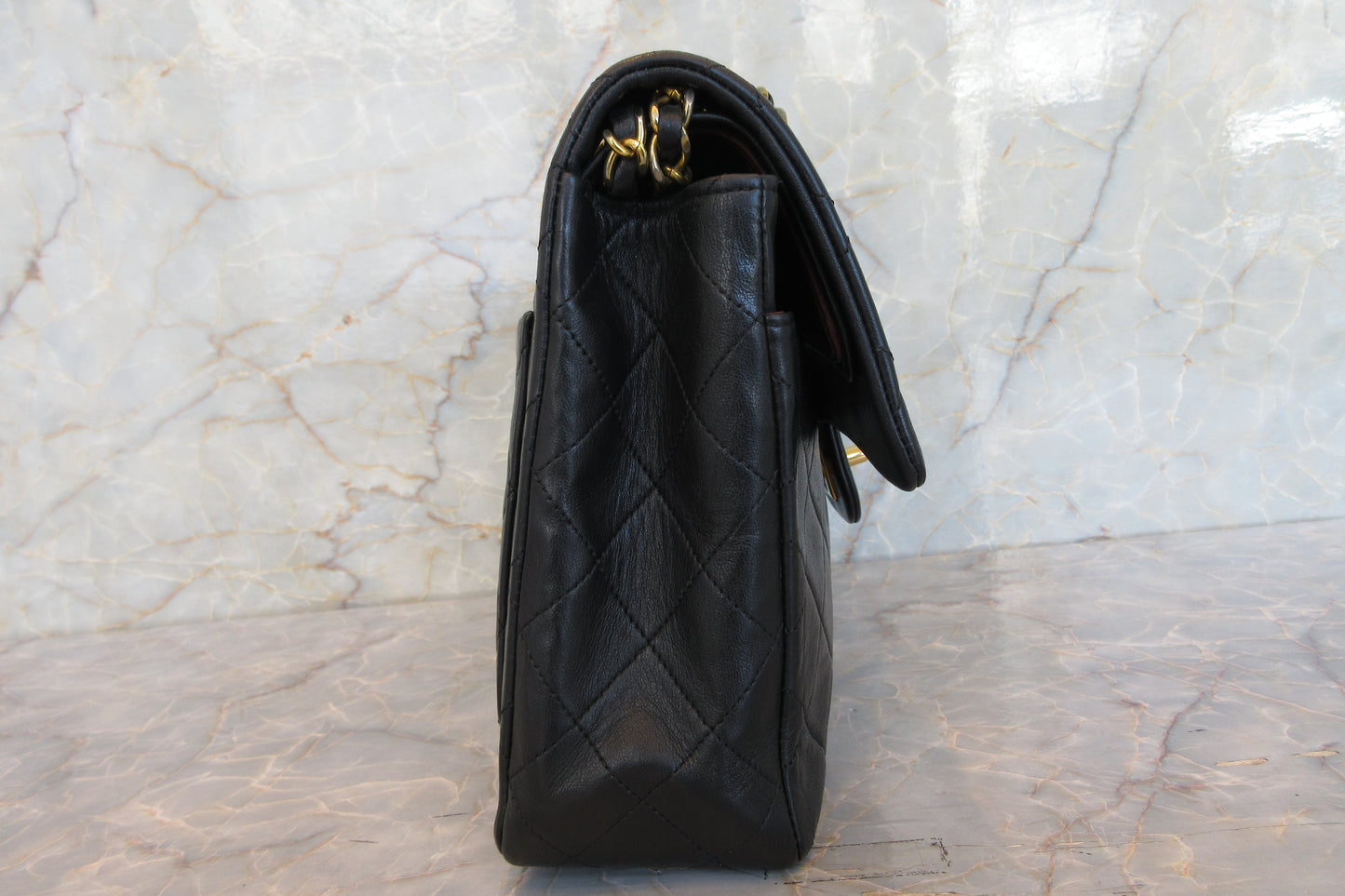 CHANEL/シャネル マトラッセWフラップWチェーンショルダーバッグ ラムスキン ブラック/ゴールド金具 ショルダーバッグ 700070154