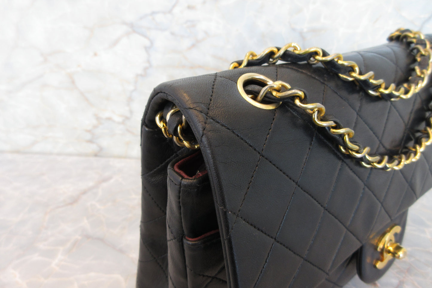 CHANEL/シャネル マトラッセWフラップWチェーンショルダーバッグ ラムスキン ブラック/ゴールド金具 ショルダーバッグ 700070154