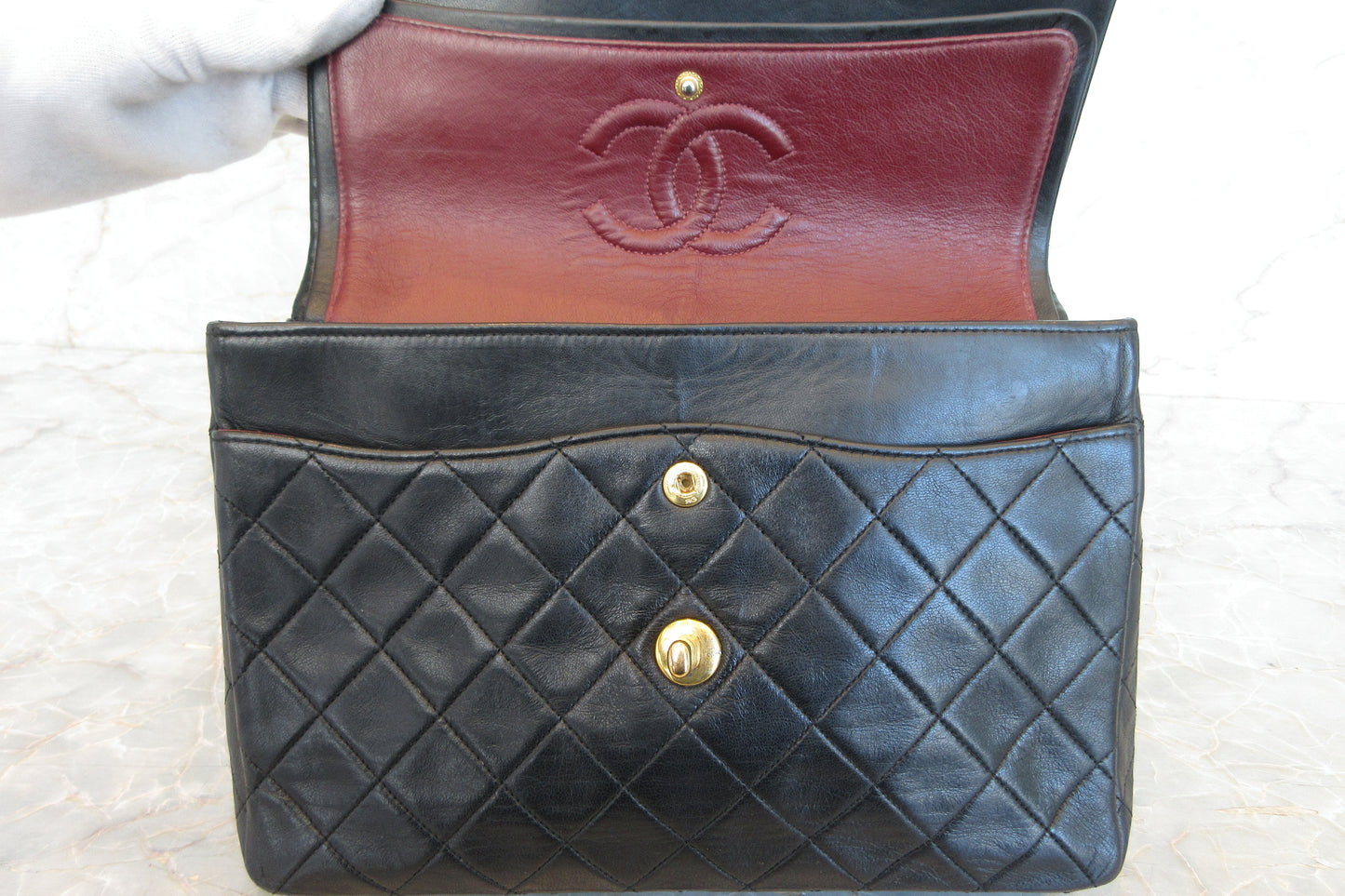 CHANEL/シャネル マトラッセWフラップWチェーンショルダーバッグ ラムスキン ブラック/ゴールド金具 ショルダーバッグ 700070154