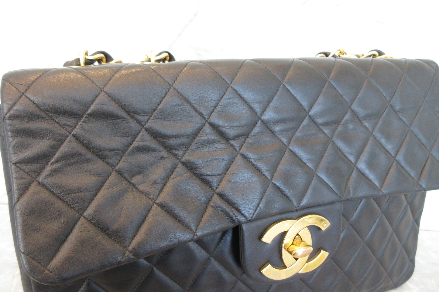 CHANEL/シャネル デカマトラッセシングルフラップチェーンショルダーバッグ ラムスキン ブラック/ゴールド金具 ショルダーバッグ 700070163