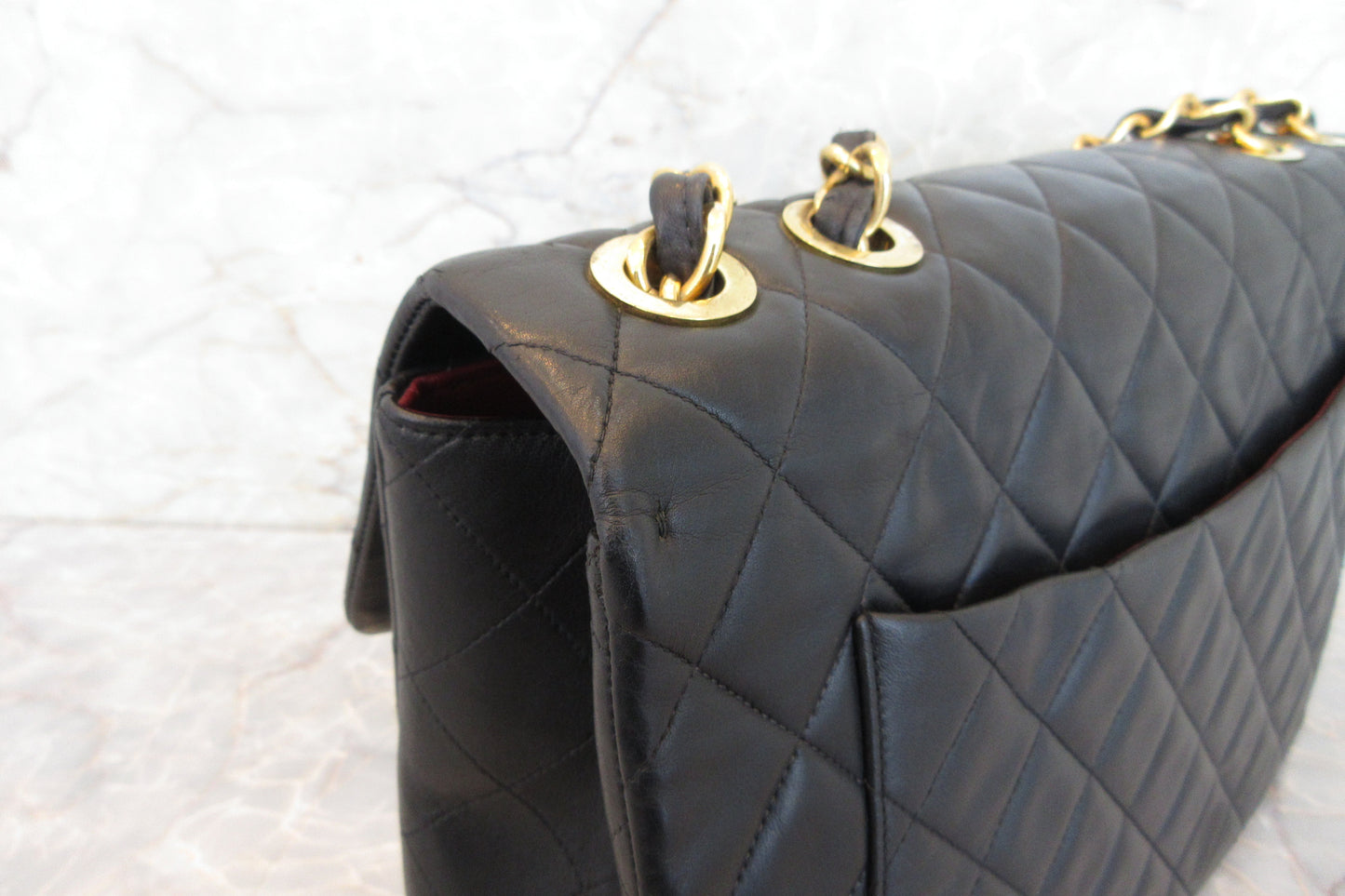 CHANEL/シャネル デカマトラッセシングルフラップチェーンショルダーバッグ ラムスキン ブラック/ゴールド金具 ショルダーバッグ 700070163