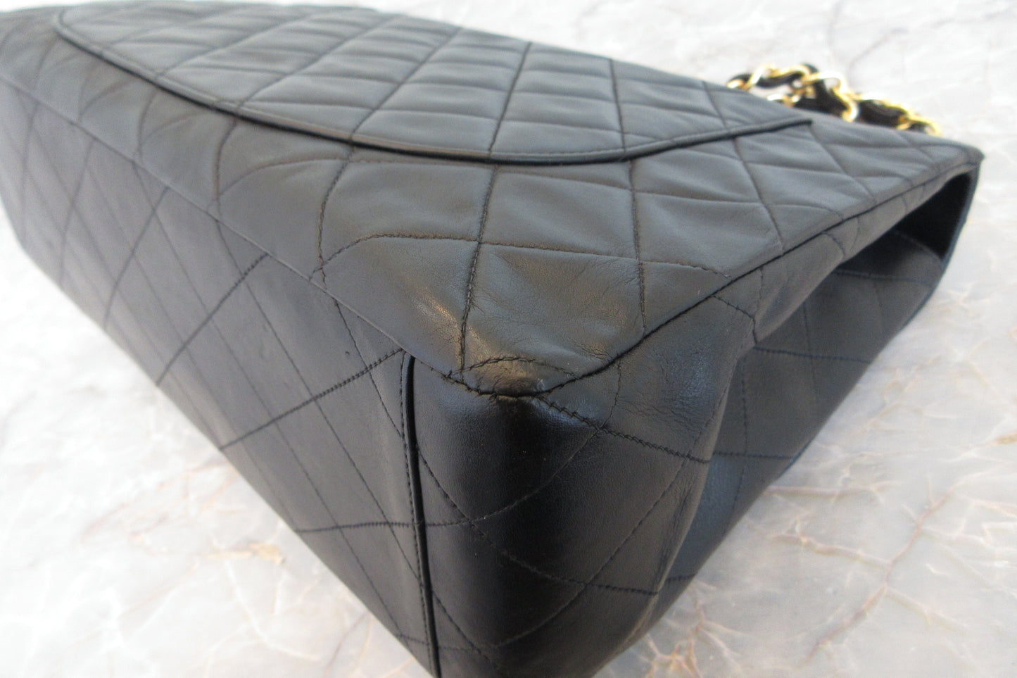 CHANEL/シャネル デカマトラッセシングルフラップチェーンショルダーバッグ ラムスキン ブラック/ゴールド金具 ショルダーバッグ 700070163