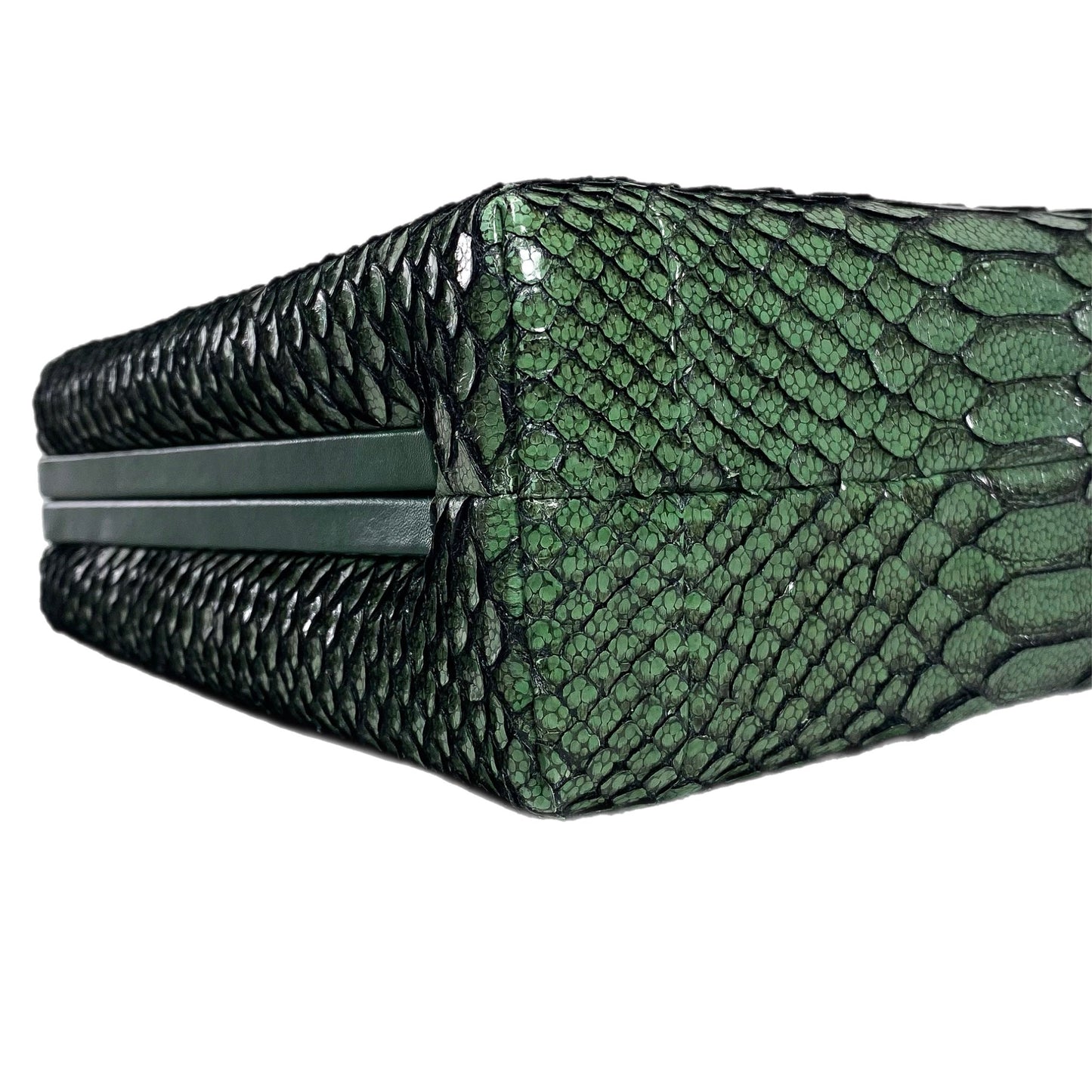 Chanel Green Python Snakeskin CC Kiss Shoulder Bag