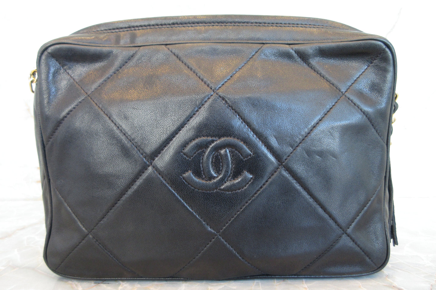 CHANEL/シャネル ココマークフリンジチェーンショルダーバッグ ラムスキン ブラック/ゴールド金具 ショルダーバッグ 700070155